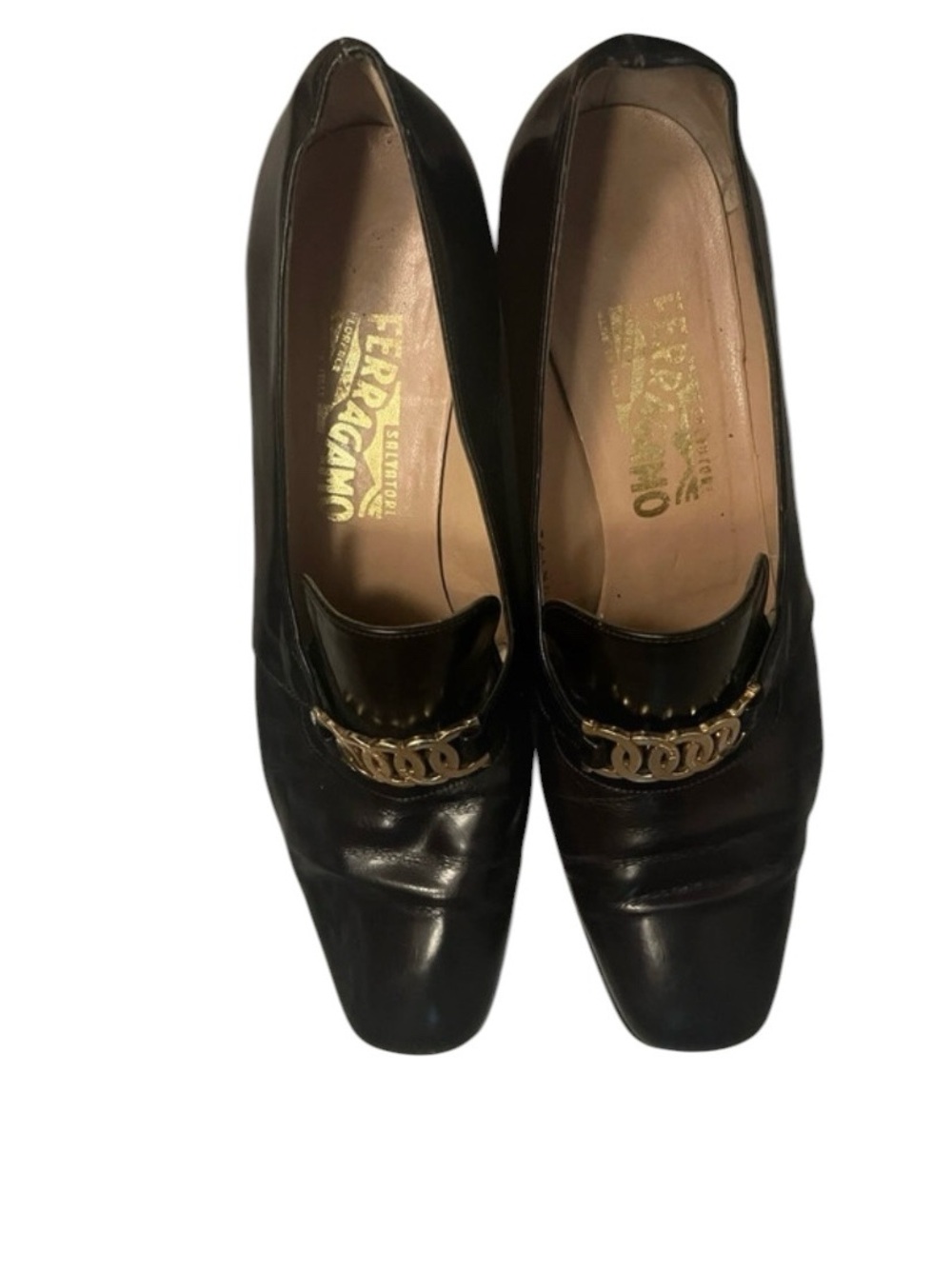 vintage Salvatore Ferragamo black leather pumps dark academia - Picture 4 of 7